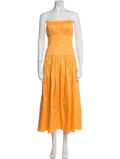 Pre-owned Tove Strapless Midi Length Dress In Orange