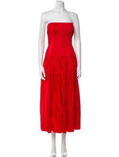 Pre-owned Tove Strapless Midi Length Dress In Red