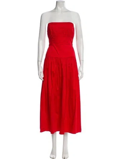 Pre-owned Tove Strapless Midi Length Dress In Red