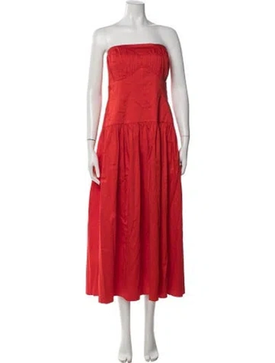 Pre-owned Tove Strapless Midi Length Dress In Red