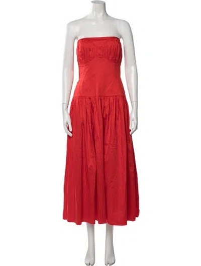 Pre-owned Tove Strapless Midi Length Dress In Red
