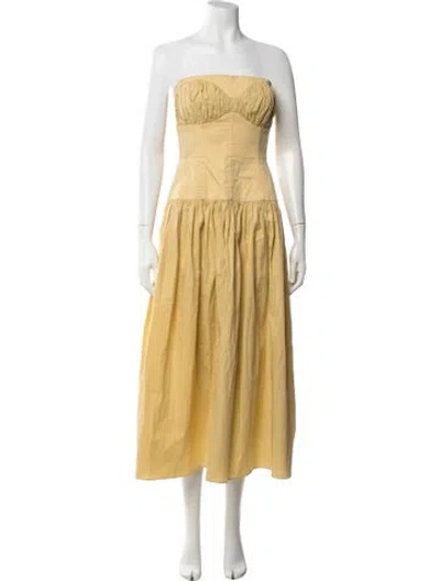 Pre-owned Tove Strapless Midi Length Dress In Yellow