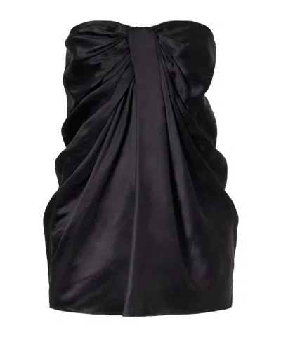 Tove Eden Strapless Draped Satin Top In Black