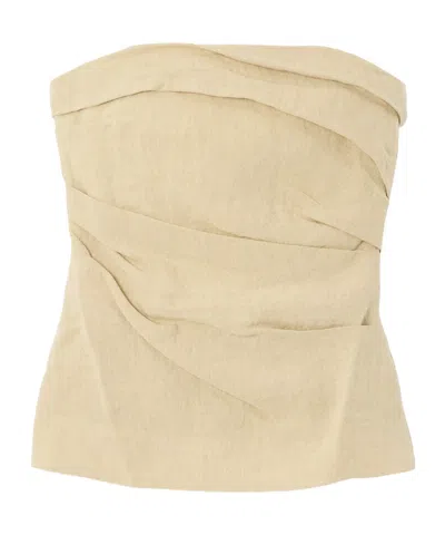 Tove Izel Strapless Linen Top In Brown