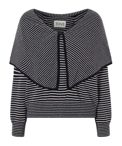 Tove Maia Tiered Striped Cashmere Sweater In Brown