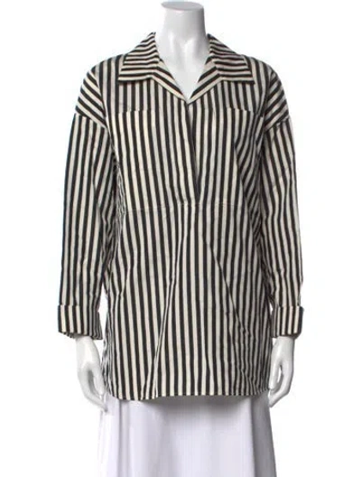 Pre-owned Tove Striped Long Sleeve Button-up Top In Neutral