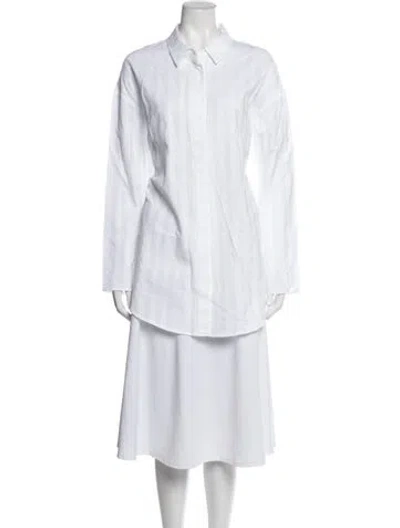Pre-owned Tove Striped Long Sleeve Button-up Top In White