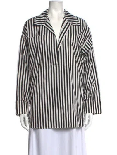 Pre-owned Tove Striped Long Sleeve Top In Black