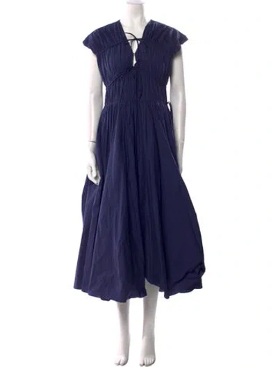 Pre-owned Tove Tie Neck Long Dress In Blue