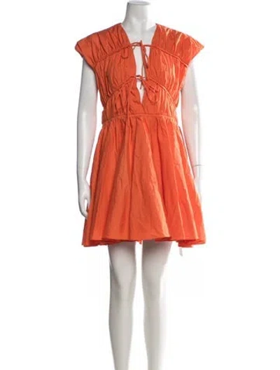 Pre-owned Tove Tie Neck Mini Dress W/ Tags In Orange