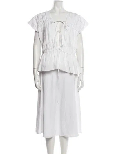 Pre-owned Tove Tie Neck Short Sleeve Blouse In White