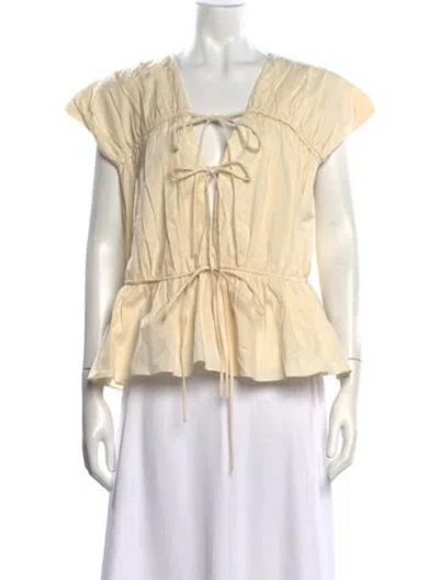 Pre-owned Tove Tie Neck Short Sleeve Top In Neutrals