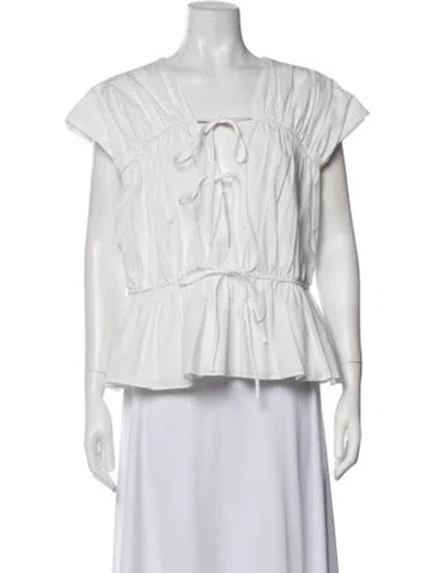 Pre-owned Tove Tie Neck Short Sleeve Top In White
