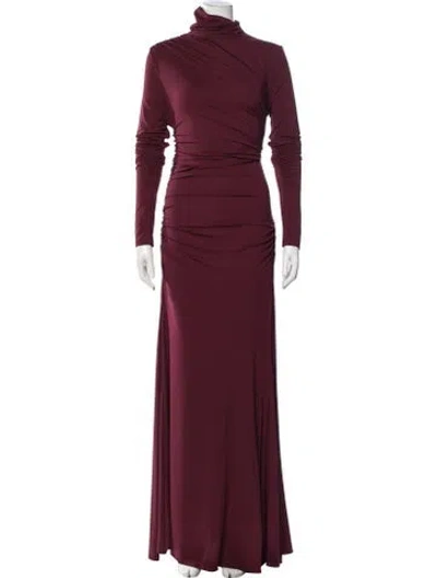 Pre-owned Tove Turtleneck Long Dress In Burgundy