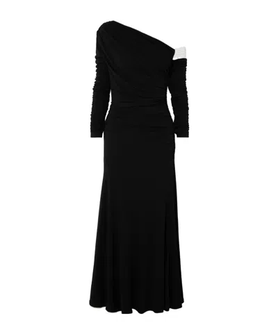 Tove Ulla One-shoulder Gathered Stretch-crepe Maxi Dress In Black