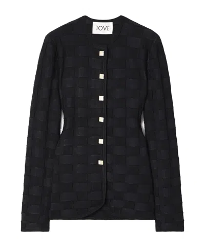 Tove Uma Jacquard-knit Cardigan In Black
