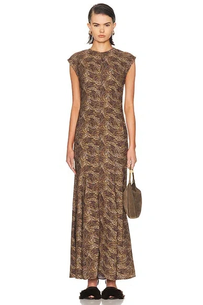 Tove Vanja Zebra-print Stretch-crepe Maxi Dress In Brown