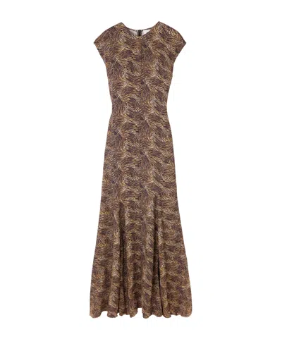 Tove Vanja Zebra-print Stretch-crepe Maxi Dress In Brown