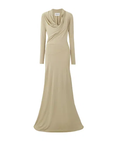 Tove Vevina Draped Pleated Jersey Maxi Dress In Green