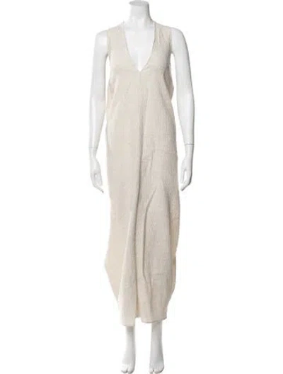 Pre-owned Tove V-neck Long Dress In Neutral