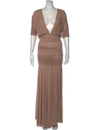 Pre-owned Tove V-neck Long Dress In Neutral