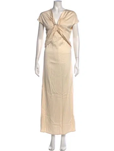Pre-owned Tove V-neck Long Dress In Neutrals