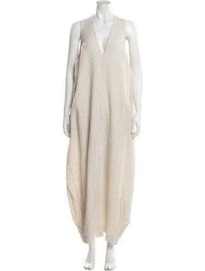 Pre-owned Tove V-neck Long Dress In Neutrals