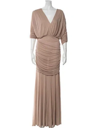 Pre-owned Tove V-neck Long Dress In Neutrals