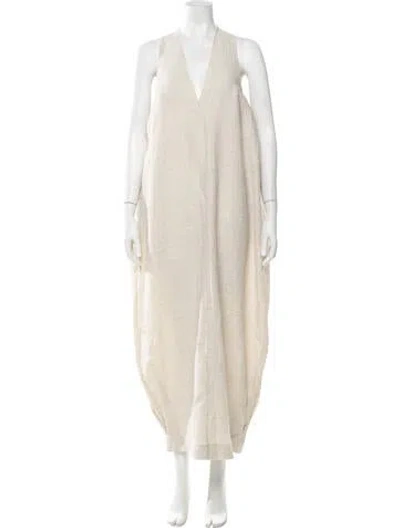 Pre-owned Tove V-neck Long Dress In Neutrals
