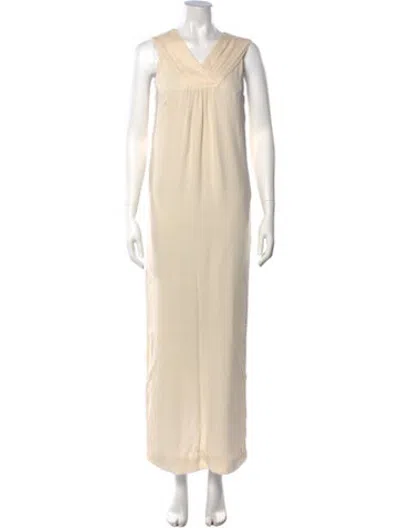 Pre-owned Tove V-neck Long Dress In Neutrals