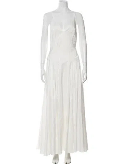 Pre-owned Tove V-neck Long Dress In Neutrals/white