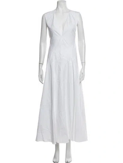 Pre-owned Tove V-neck Long Dress In White