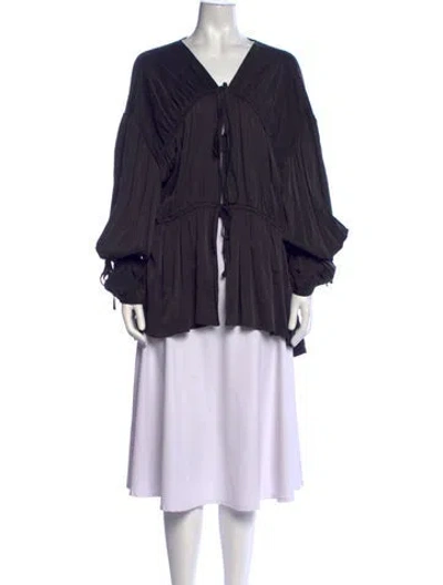 Pre-owned Tove V-neck Long Sleeve Blouse In Black
