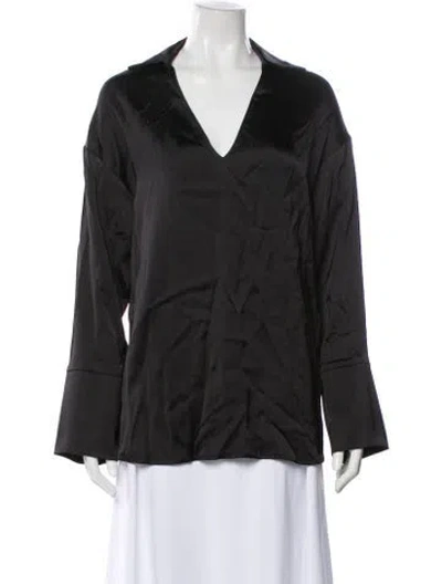 Pre-owned Tove V-neck Long Sleeve Blouse In Gray