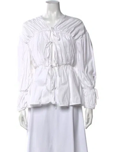 Pre-owned Tove V-neck Long Sleeve Blouse In White