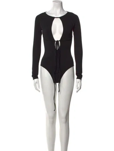 Pre-owned Tove V-neck Long Sleeve Bodysuit In Black