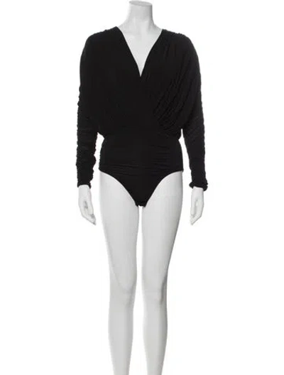 Pre-owned Tove V-neck Long Sleeve Bodysuit In Black