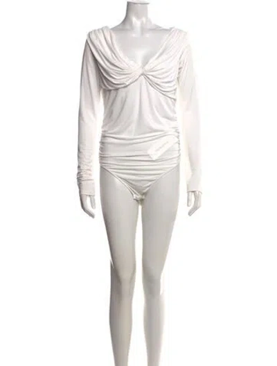 Pre-owned Tove V-neck Long Sleeve Bodysuit In White