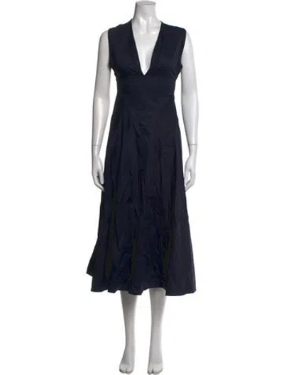 Pre-owned Tove V-neck Midi Length Dress In Black