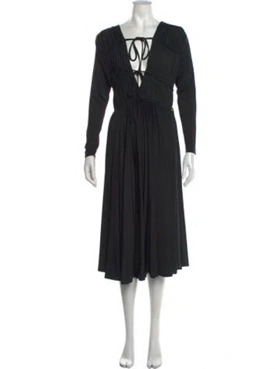 Pre-owned Tove V-neck Midi Length Dress In Black