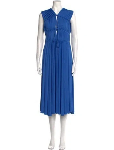 Pre-owned Tove V-neck Midi Length Dress In Blue
