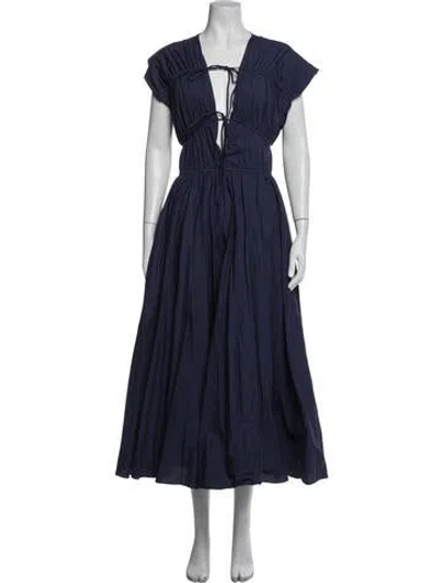 Pre-owned Tove V-neck Midi Length Dress In Blue