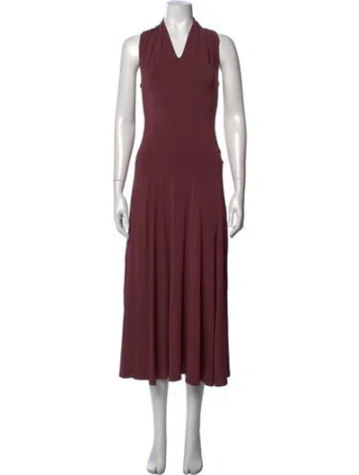 Pre-owned Tove V-neck Midi Length Dress In Burgundy