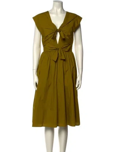Pre-owned Tove V-neck Midi Length Dress In Green