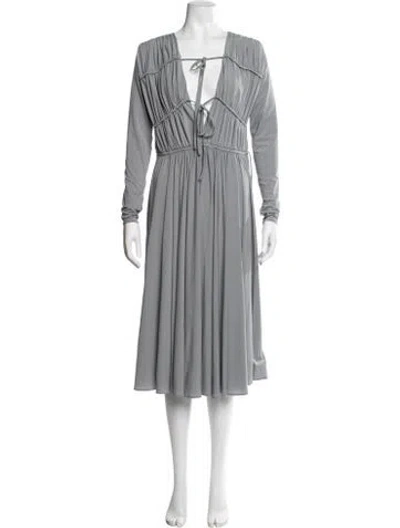Pre-owned Tove V-neck Midi Length Dress In Green