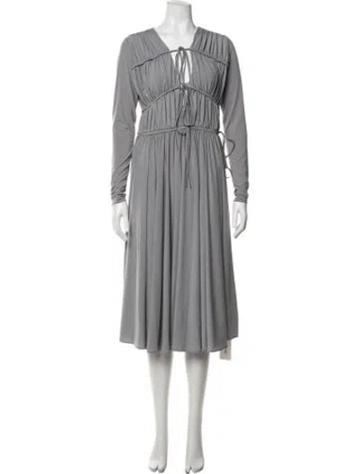 Pre-owned Tove V-neck Midi Length Dress In Grey