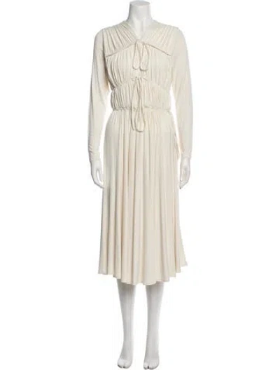 Pre-owned Tove V-neck Midi Length Dress In Neutral