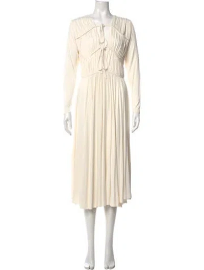 Pre-owned Tove V-neck Midi Length Dress In Neutral