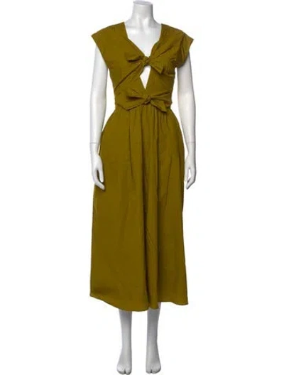 Pre-owned Tove V-neck Midi Length Dress In Neutral