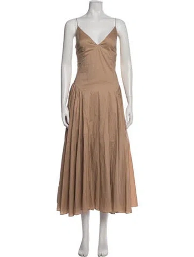 Pre-owned Tove V-neck Midi Length Dress In Neutrals